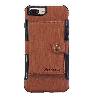 Mobilskal med kortplatser till iPhone 6/6s/7/8 Plus - Brun