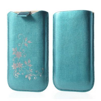 PouchFodral till Apple iPhone 6 / 6S / Samsung Galaxy S4 - Floral Blå