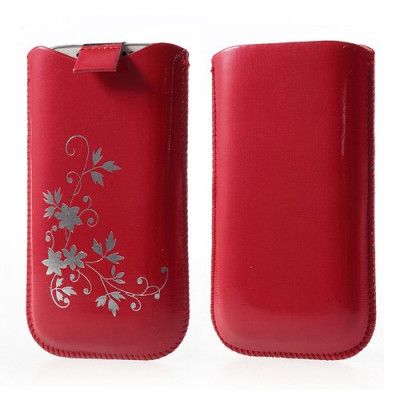 PouchFodral till Apple iPhone 6 / 6S / Samsung Galaxy S4 - Floral Röd