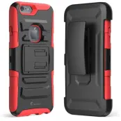 Prime dual layer holster skal med kick stand till Apple iPhone 6 / 6S - Röd
