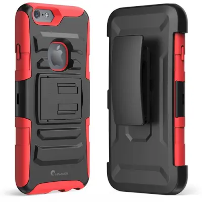 Prime dual layer holster skal med kick stand till Apple iPhone 6 / 6S - Röd
