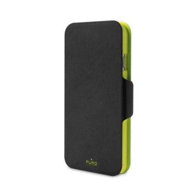 Puro iPhone 6 / 6S Eco-leather Bi-Color Wallet - Svart/Grön