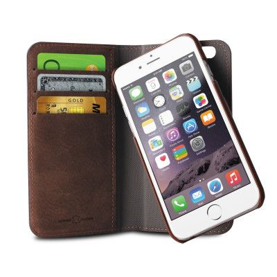 Puro iPhone 6 / 6S Magnetiskt Plånboksfodral - Mörkbrun