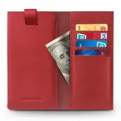 Qialino Universal Pouch Wallet i äkta läder - Röd (Röd)