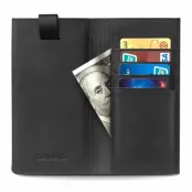 Qialino Universal Pouch Wallet i äkta läder - Svart (Svart)