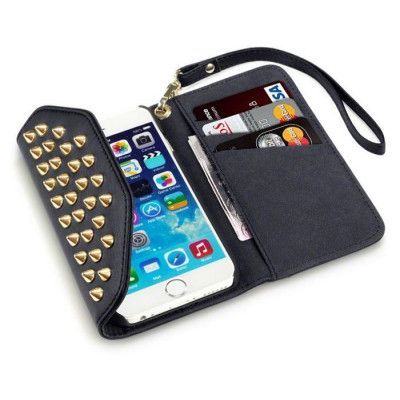 ROCK CHIC Studded Plånboksfodral till Apple iPhone 6 / 6S (Svart)