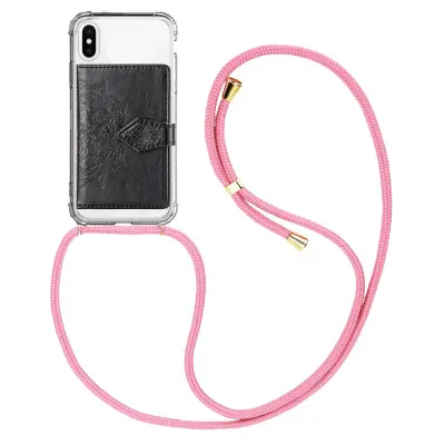 Skal med mobilhalsband och kreditkortshållare iPhone 6 (Rosa halsband)