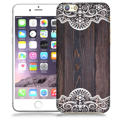 Skal till Apple iPhone 6 / 6S - Mörkt trä med spetsmönster