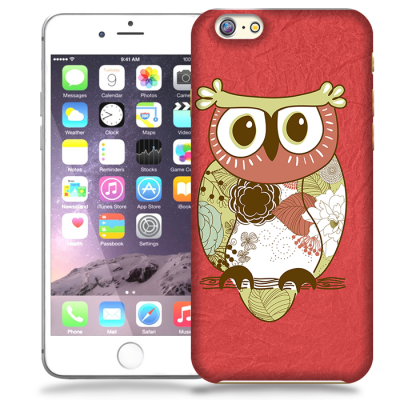 Skal till Apple iPhone 6(S) Plus - Orientalisk uggla - Röd