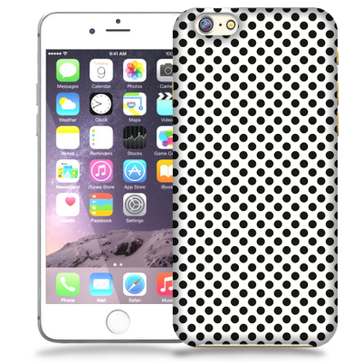 Skal till Apple iPhone 6 / 6S Plus - Polkadots - Vit/Svart