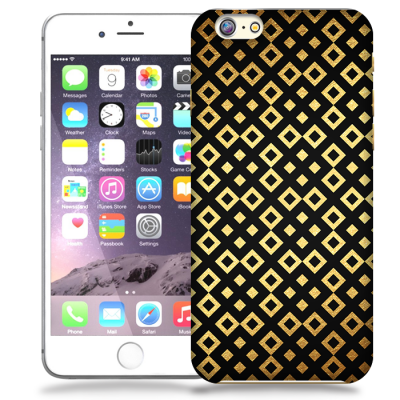 Skal till Apple iPhone 6(S) Plus - Rutmönster - Svart/Guld