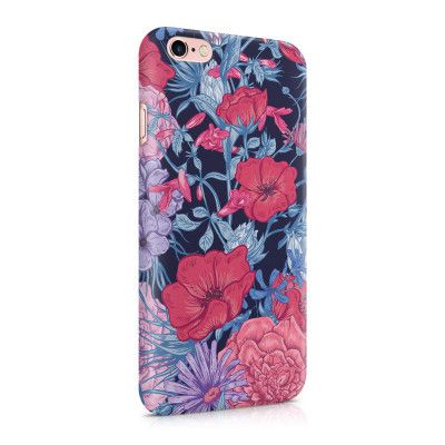 Skal till Apple iPhone 6(S)  - Blommor - Svart