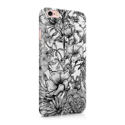 Skal till Apple iPhone 6(S)  - Blommor - Svart/Vit