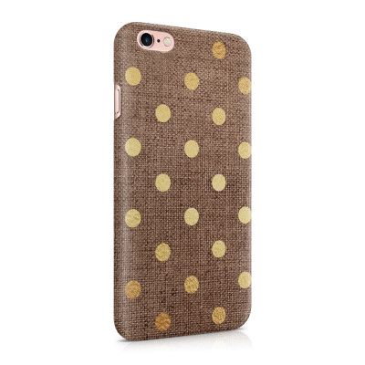 Skal till Apple iPhone 6(S)  - Canvas Polka - Guld/Brun