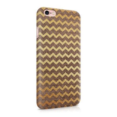 Skal till Apple iPhone 6(S)  - Canvas Ränder - Guld/Brun