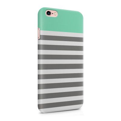 Skal till Apple iPhone 6(S)  - Ränder - Mint/Vit