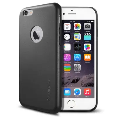 SPIGEN Leather Fit Skal till Apple iPhone 6/6S (Svart)