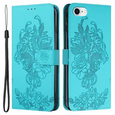 Tiger Flower Plånboksfodral till iPhone 6/6S/7/8/SE 2020 - Turkos