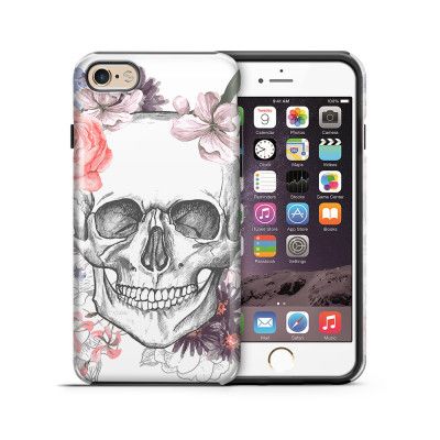 Tough mobilskal till Apple iPhone 6(S) - Blommig dödskalle - Vit