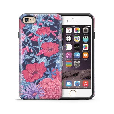 Tough mobilskal till Apple iPhone 6(S) - Blommor - Svart