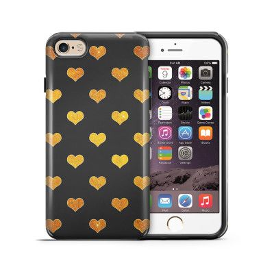 Tough mobilskal till Apple iPhone 6(S) - Hjärtan - Guld/Svart