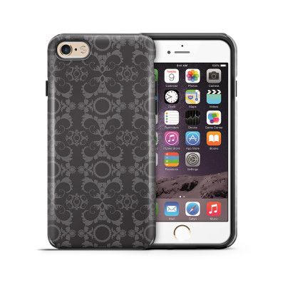 Tough mobilskal till Apple iPhone 6(S) - Mönstrad tapet - Svart/