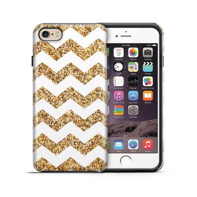 Tough mobilskal till Apple iPhone 6(S) - Ränder - Vit/Guld