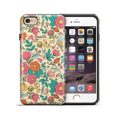 Tough mobilskal till Apple iPhone 6(S) - Retro Blommor - Beige