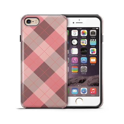 Tough mobilskal till Apple iPhone 6(S) - Rutig - Rosa/Grå