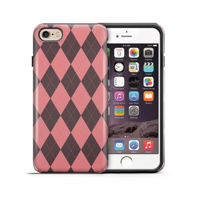 Tough mobilskal till Apple iPhone 6(S) - Rutig - Rosa/Svart