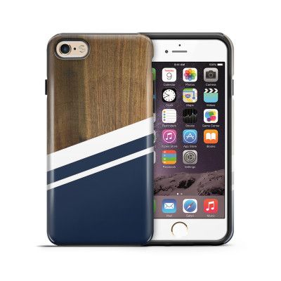 Tough mobilskal till Apple iPhone 6(S) - Wood ränder - Mörkblå