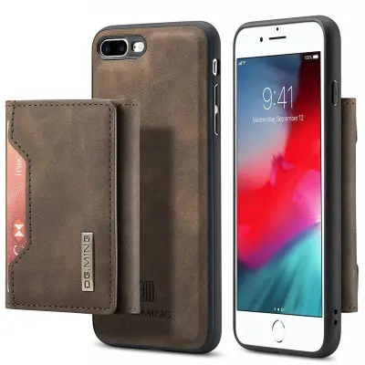 DG.MING Series Plånboksfodral Konstläder med Ställ för iPhone 7/8 Plus - Brun