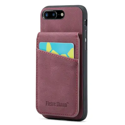 FIERRE SHANN för iPhone 7 Plus/8 Plus Fodral KonstLäder - Röd