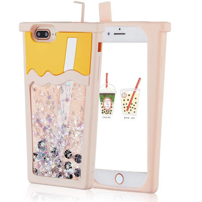 iPhone 7/8 Plus Mobilskal Boba Milk Tea Glitter - Rosa