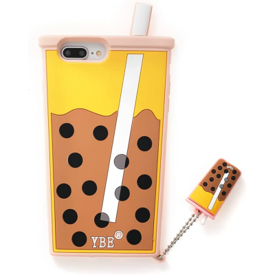 iPhone 7/8 Plus Mobilskal Bubble Boba Milk Tea Silikon - Rosa