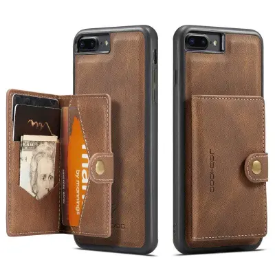 JEEHOOD iPhone 7 Plus/8 Plus Plånboksfodral Konstläder TPU Magnetisk Brun