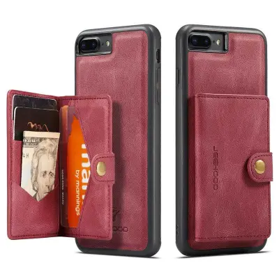 JEEHOOD iPhone 7 Plus/8 Plus Plånboksfodral Konstläder TPU Röd