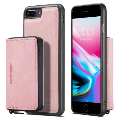 JEEHOOD iPhone 7 Plus/8 Plus Mobilskal 2-i-1 Stöttålig Konstläder Rosa