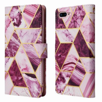 Marble Plånboksfodral till iPhone 7 Plus & iPhone 8 Plus - Magenta