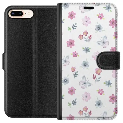 Plånboksfodral till Apple iPhone 7 Plus med Blommor och fjärillar