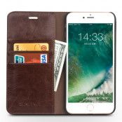 Qialino Plånboksfodral av äkta läder till iPhone 7 Plus - Brun