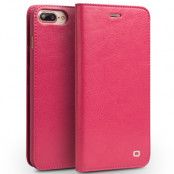 Qialino Plånboksfodral av äkta läder till iPhone 7 Plus - Magenta