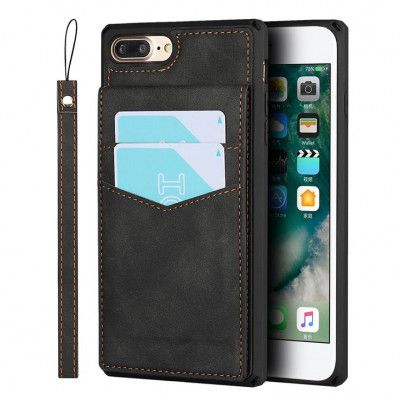 Skal med Kortplatser till iPhone 7/8 Plus - Svart