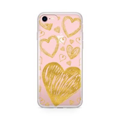 Skal till Apple iPhone 7 Plus - Golden Hearts