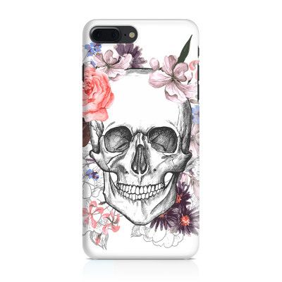 Skal till iPhone 7 Plus & iPhone 8 Plus Blommig dödskalle - Vit