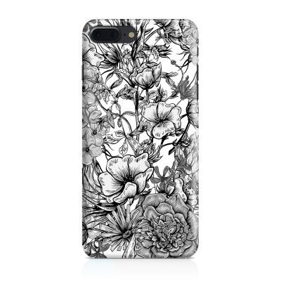 Skal till iPhone 7 Plus & iPhone 8 Plus - Blommor - Svart/Vit
