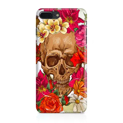 Skal till iPhone 7 Plus & iPhone 8 Plus - Dödskalle - Blommor