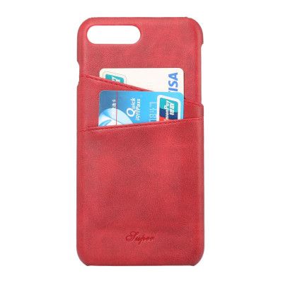 Super Mobilskal med kortplatser till iPhone 7 Plus - Röd