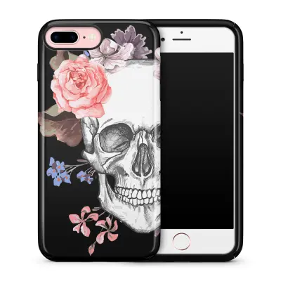 Tough mobilskal till Apple iPhone 7 Plus - Blommig dödskalle - Svart