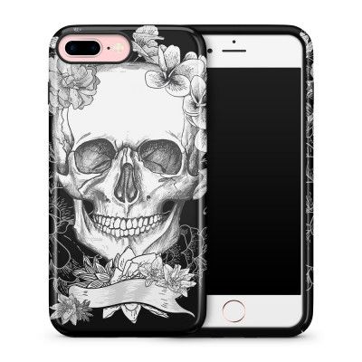 Tough mobilskal till Apple iPhone 7 Plus - Blommig dödskalle - Svartvit